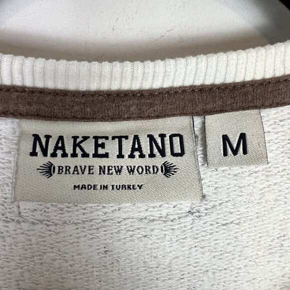 Naketano Sweatshirt Womens M Anchor Print Cream Black Pullover Shirt - Picture 7 of 9